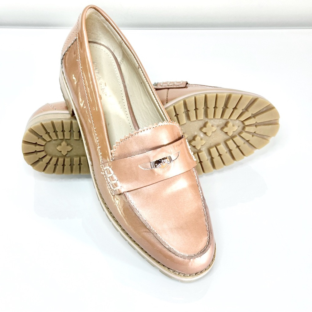 Coach Peyton Patent Loafer 8B Lug Sole Rose Gold